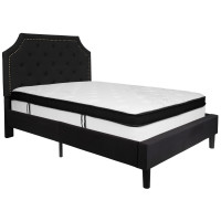 Flash Furniture SL-BMF-6-GG Brighton Full Size Tufted Upholstered Platform Bed in Black Fabric with Memory Foam Mattress